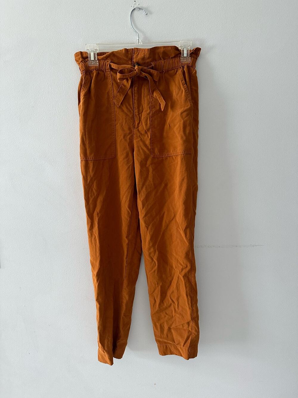 Madewell Pants Women's XS Dunaway Paperbag Ankle Belted Orange Golden Pecan
